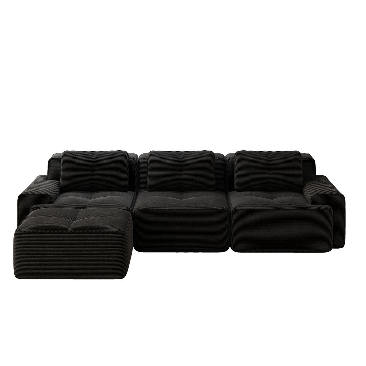ECKSOFA 293/104/69 cm schwarz aus Cord ohne Montage - Schwarz, Textil (177/293cm) - OKWISH