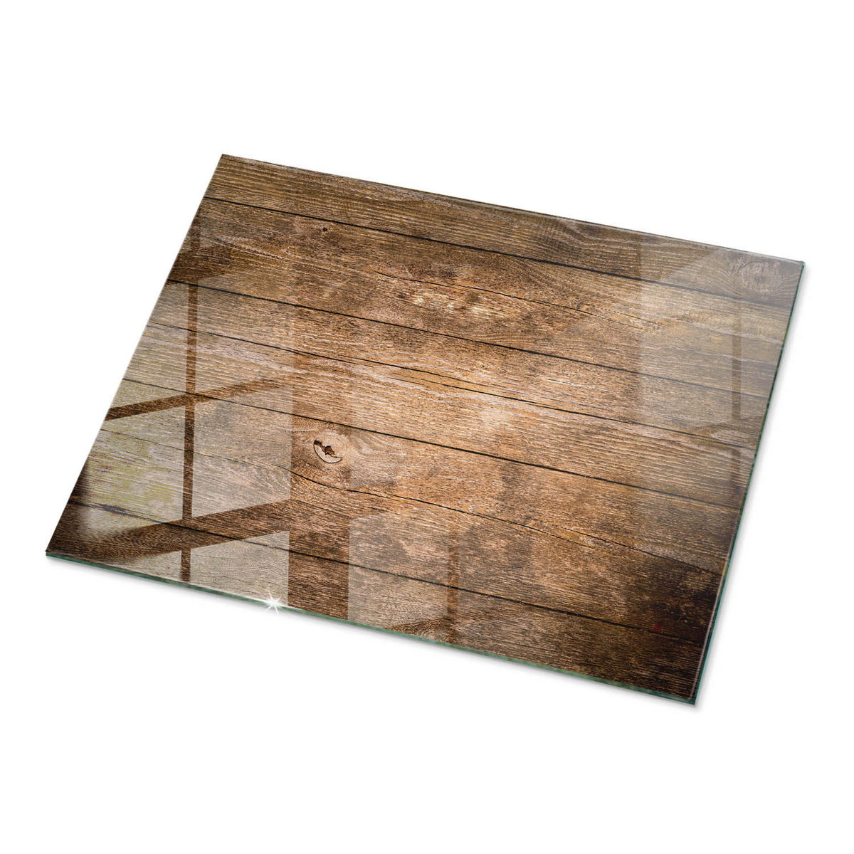 TISCHPLATTE 80x60 cm Holzstruktur Bretterdesign - Dunkelbraun/Braun, Glas (80/60/0.4cm) - TULUP