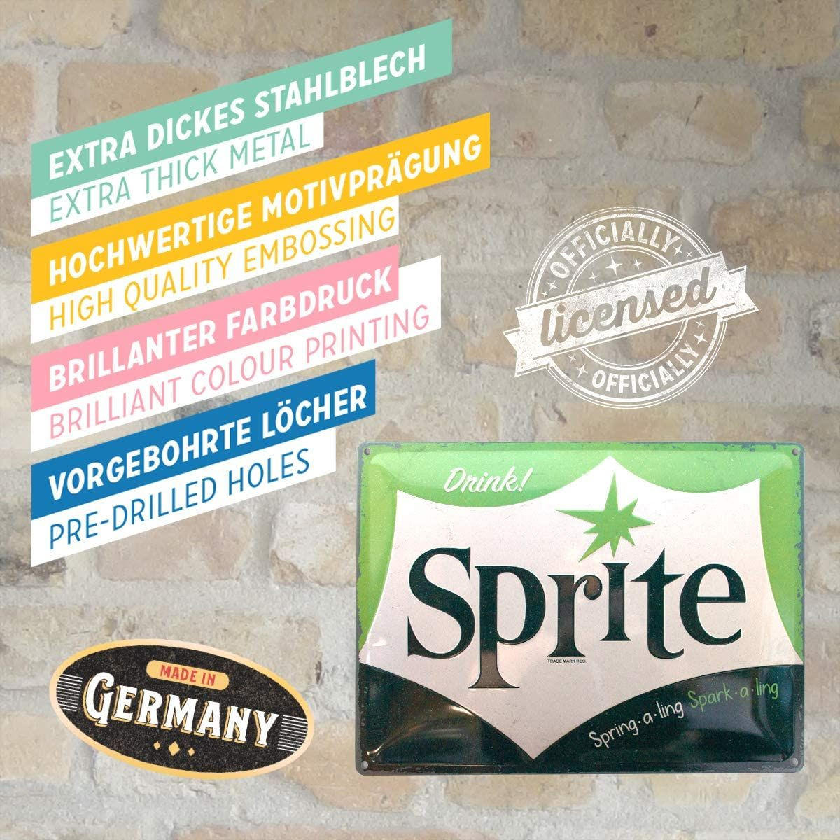 BLECHSCHILD 30/40 cm SpriteLogo Special Edition - Multicolor, Metall (40/30/0.2cm) - Nostalgic-Art