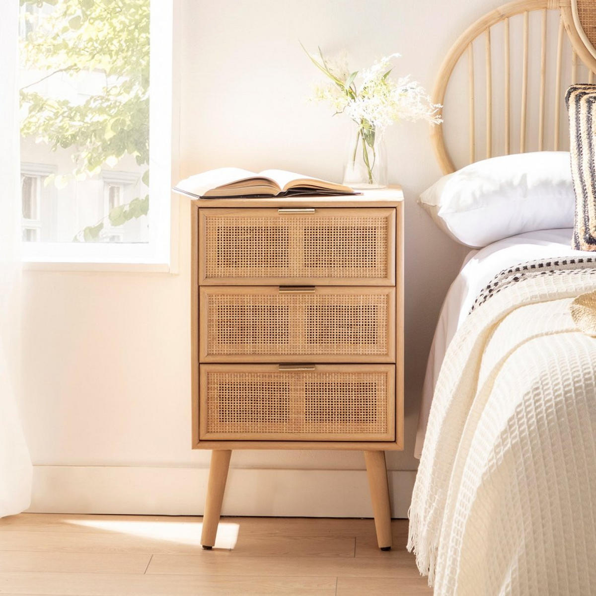 NACHTTISCH 3 SCHUBLADEN Alis Natürlich 42 cm x 71 cm 2er-Set - Naturfarben, Holzwerkstoff (42/71/35cm) - Klast Home