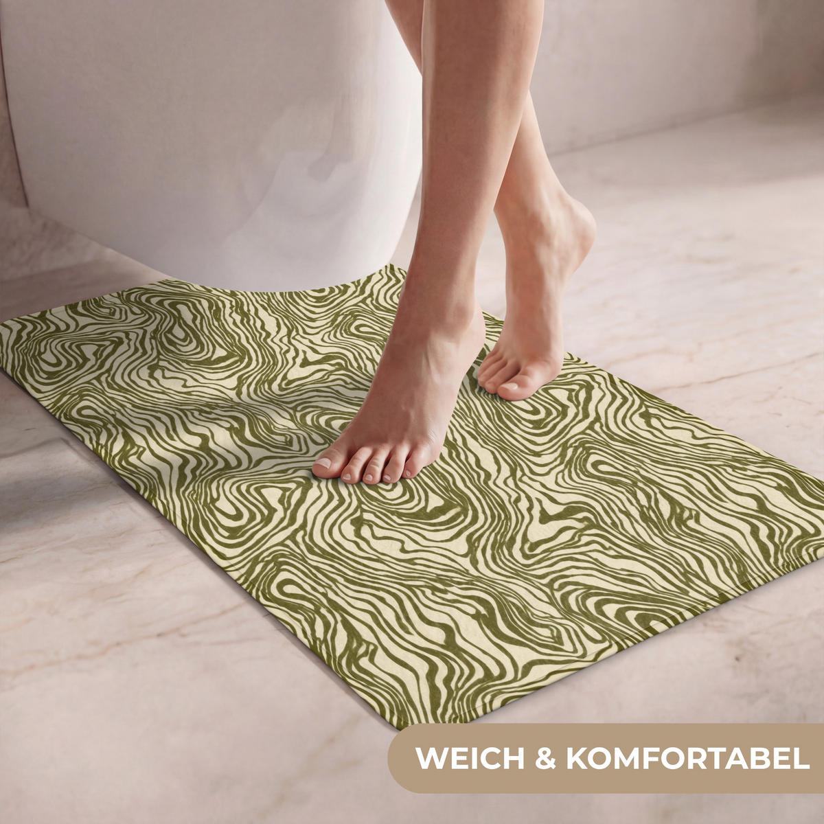 WC PŘEDLOŽKA Abstraktní - Mramor - Zelený 50x80 cm - tmavě zelená, textil/plast (50/1cm) - OnlyWow