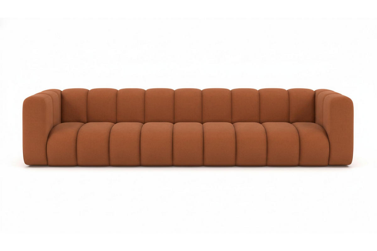 COUCH, Fünfsitzer-Sofa Grand, Veloursstoff Salvador, Braun - Braun, Holz (314/70/87cm) - Kaiser Möbel