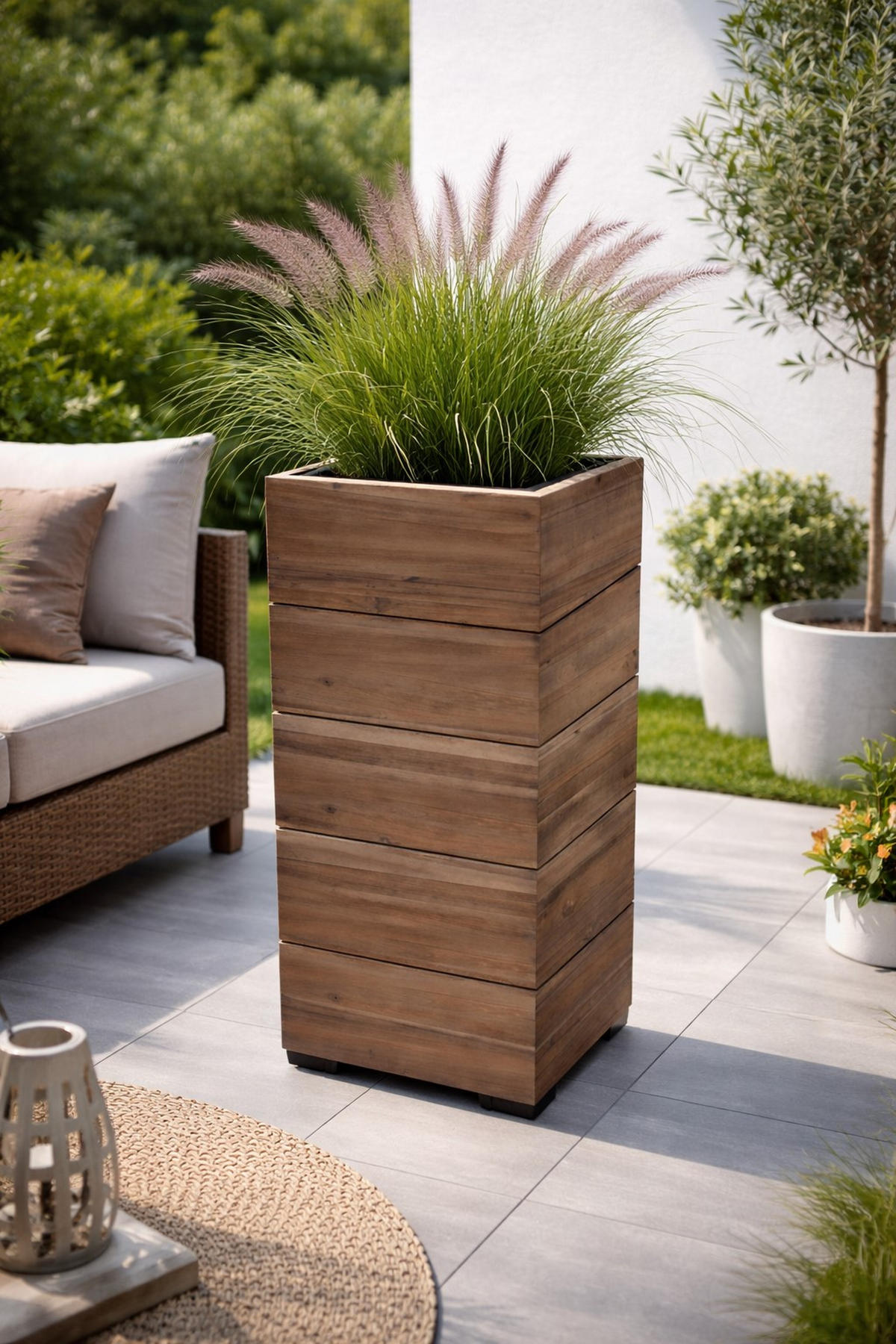 PFLANZKASTEN Colorado 1, 28x62 cm, Akazienholz, Braun - Dunkelbraun, Holz (28/62/28cm) - dasmöbelwerk