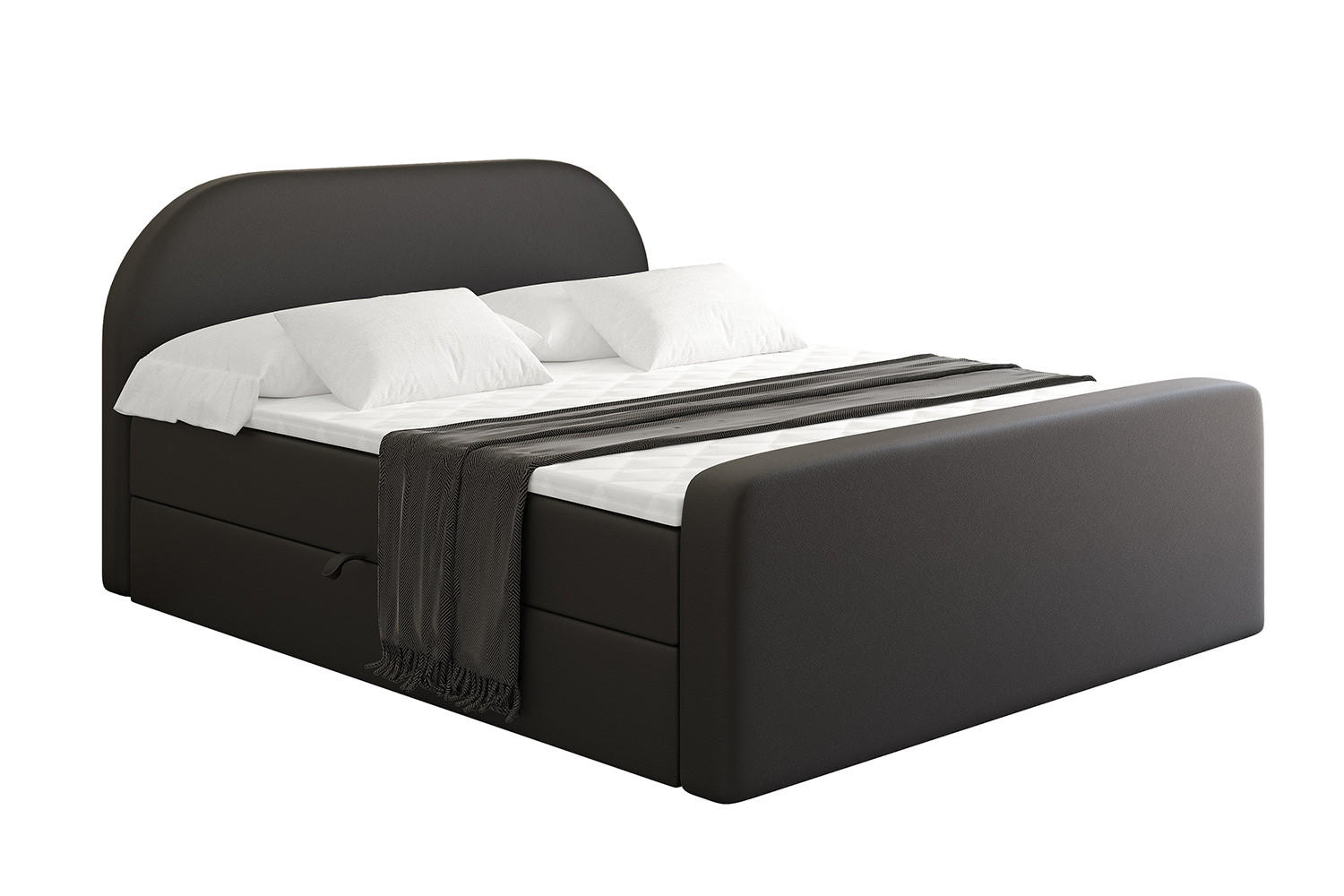 BOXBETT mit Matratze H4 und Lattenrost - NOX-Z - 140x200 - Schwarz Kunstleder - Schwarz, Holzwerkstoff (140/200cm) - ALTDECOR