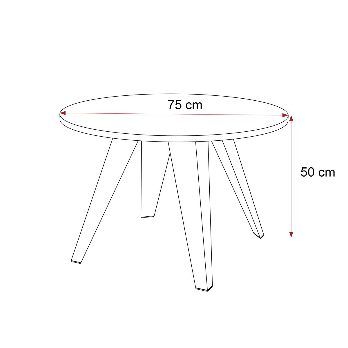 COUCHTISCH FRESCO 75/50 cm runden, Schwarz / Grigia Pietra (Steingrau) - Schwarz/Grau, Metall (75/75/50cm) - Idohome