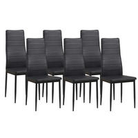 STUHL MILANO Lederimitat Metallbeine 6er Set Schwarz - Schwarz, Kunststoff/Metall (42/98/43cm) - Albatros