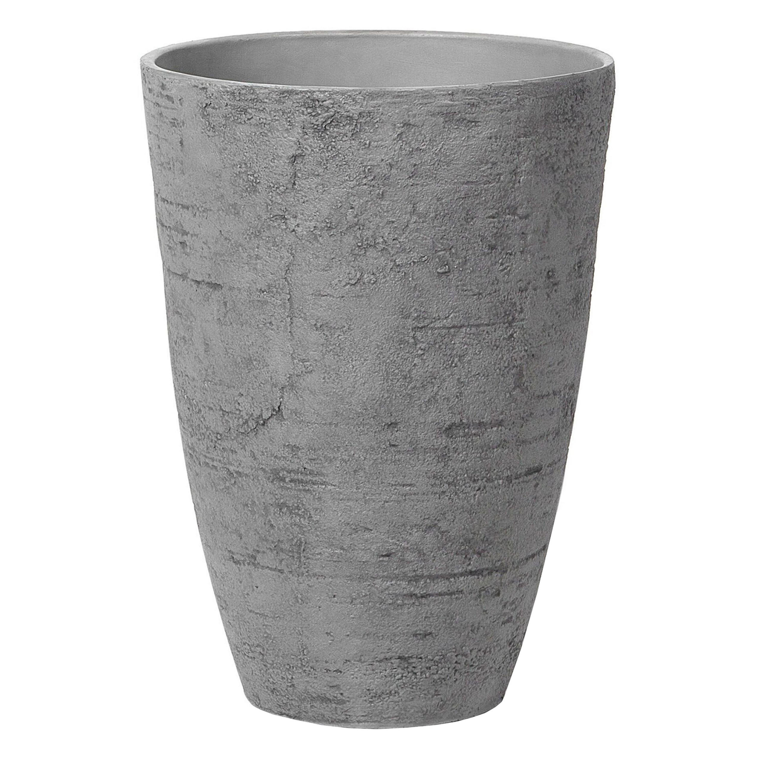 BLUMENTOPF grau rund 43/43/60 cm Camia - Grau, Stein (60cm) - Beliani