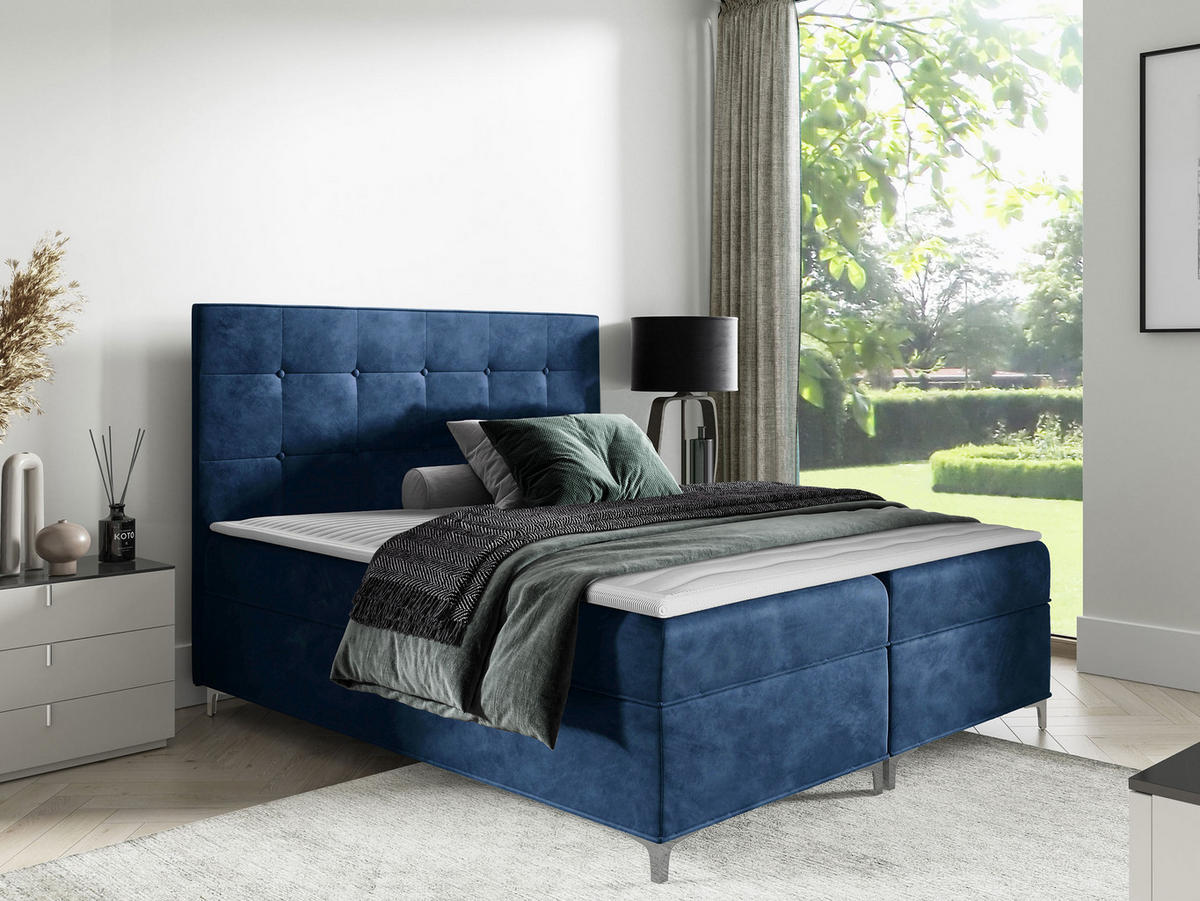 BOXBETT Snake - Blau, Holz (180/200cm) - MIRJAN24