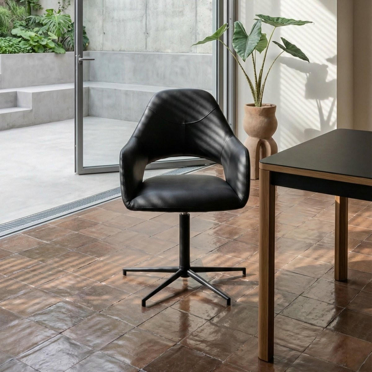 ARMLEHNSTUHL-SET 6 Stück in Kunstleder Schwarz - Schwarz, Textil/Metall (59/89/64cm) - Furnhouse