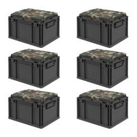 EUROBOX 6x NextGen Seat Camouflage, HxBxT 26,5x30x40cm, 20 Liter, Griffe geschlossen, Schwarz - Schwarz, Kunststoff (30/26.5/40cm) - PROREGAL