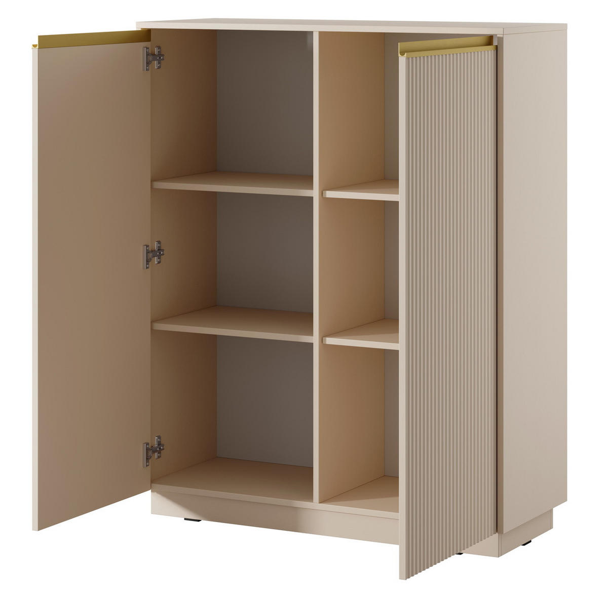 KOMMODE 104 cm Baron mit gerillten Fronten, 2 Türen, Beige - Beige, Holz (104/127/39cm) - Emporius