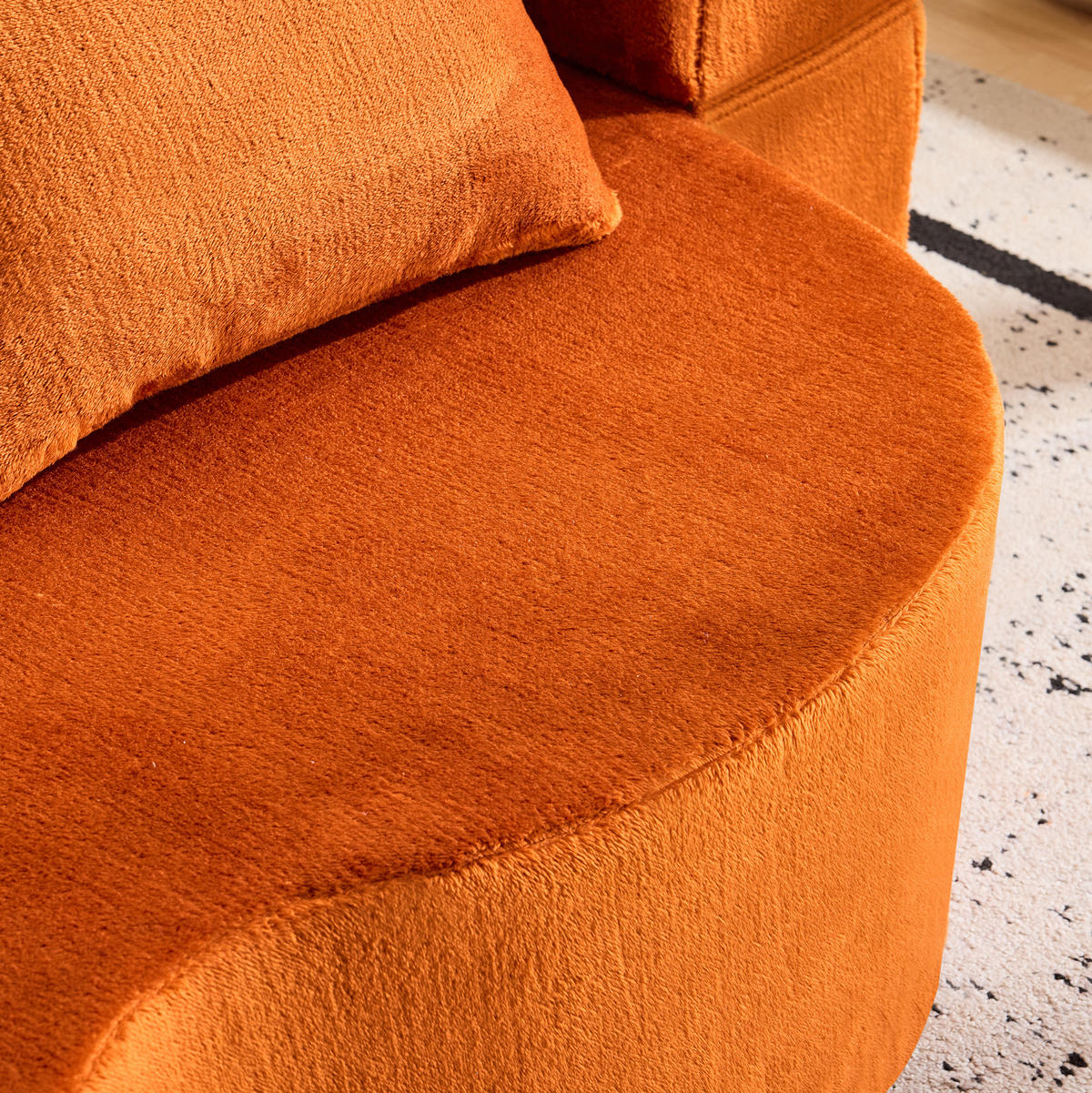 BODENSCHLAFSOFA klappbar mit hochdichtem Schaumstoff, 4 Kissen und vielseitiger Nutzung, Orange - Orange, Kunststoff (198/76/60cm) - Redom