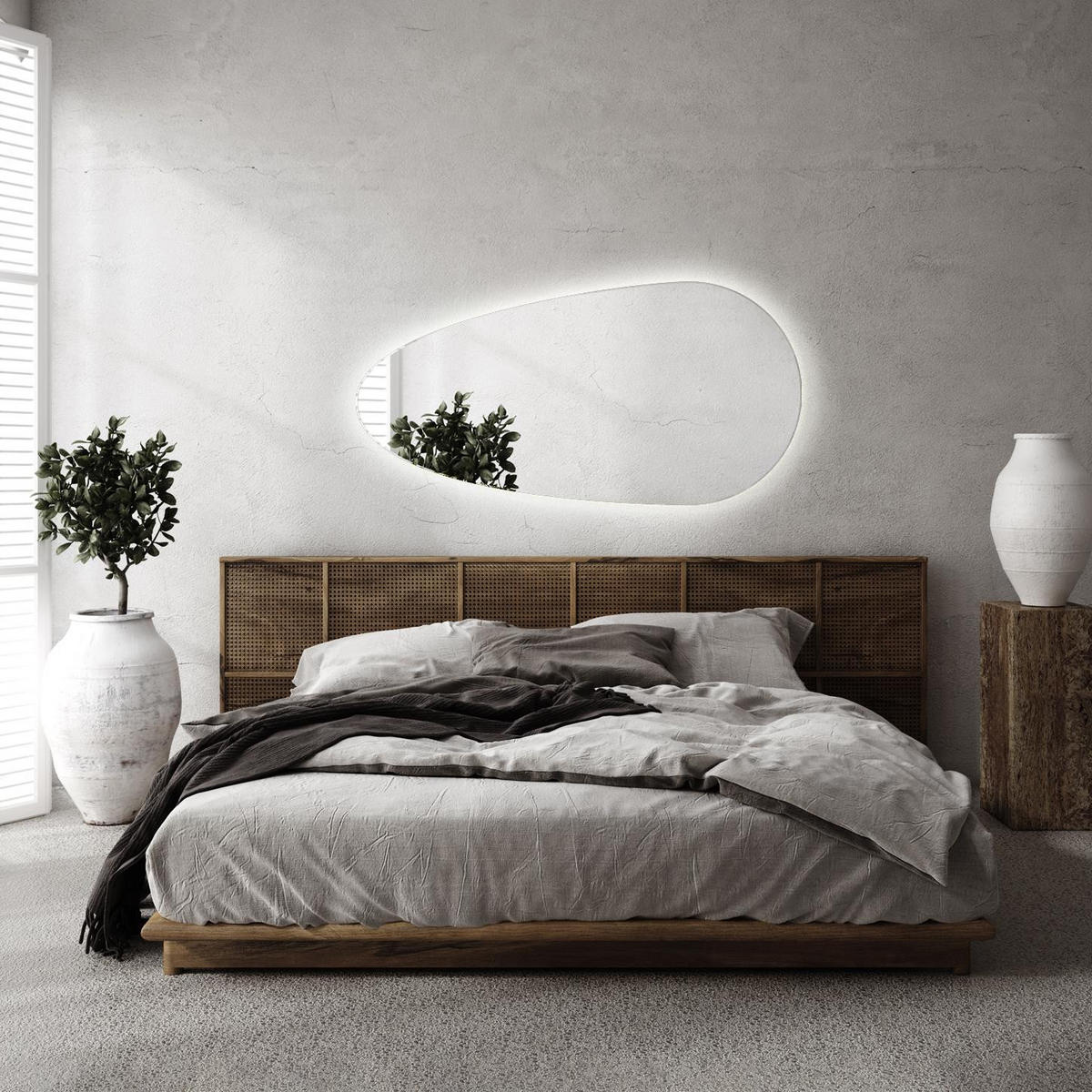 LED SPIEGEL 50 x 100 cm Tropfenform Warmweiß 3000K - Transparent, Glas (50/100/0.4cm) - TULUP