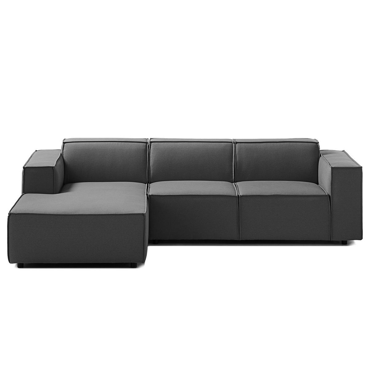 ECKSOFA mit Longchair - Anthrazit/Schwarz, Kunststoff/Textil (260/177cm) - home24