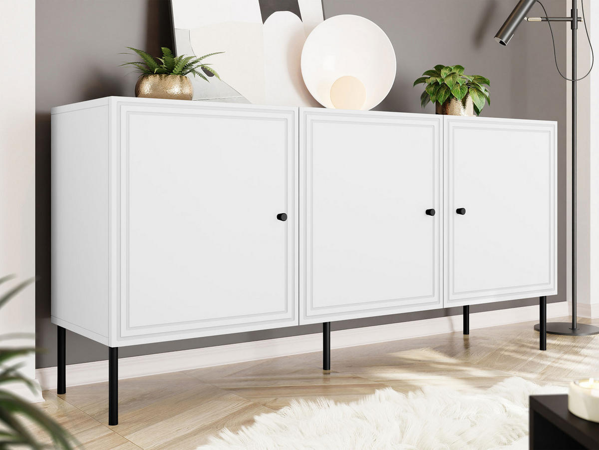 SIDEBOARD Palazzo Bis 150 3D - Schwarz/Weiß, Holzwerkstoff/Kunststoff (151/75/40cm) - MIRJAN24