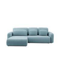 ECKSOFA NEST L Universal mit Schlaffunktion 157x240 Webstoff Blaugrau - Blaugrau/Schwarz, Holz/Textil (280/187cm) - Muffo