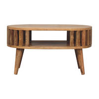 KAFFETISCH Ariella mit Eichen-Finish - Beige/Messingfarben, Holz/Metall (45/65/35cm) - Artisan Furniture