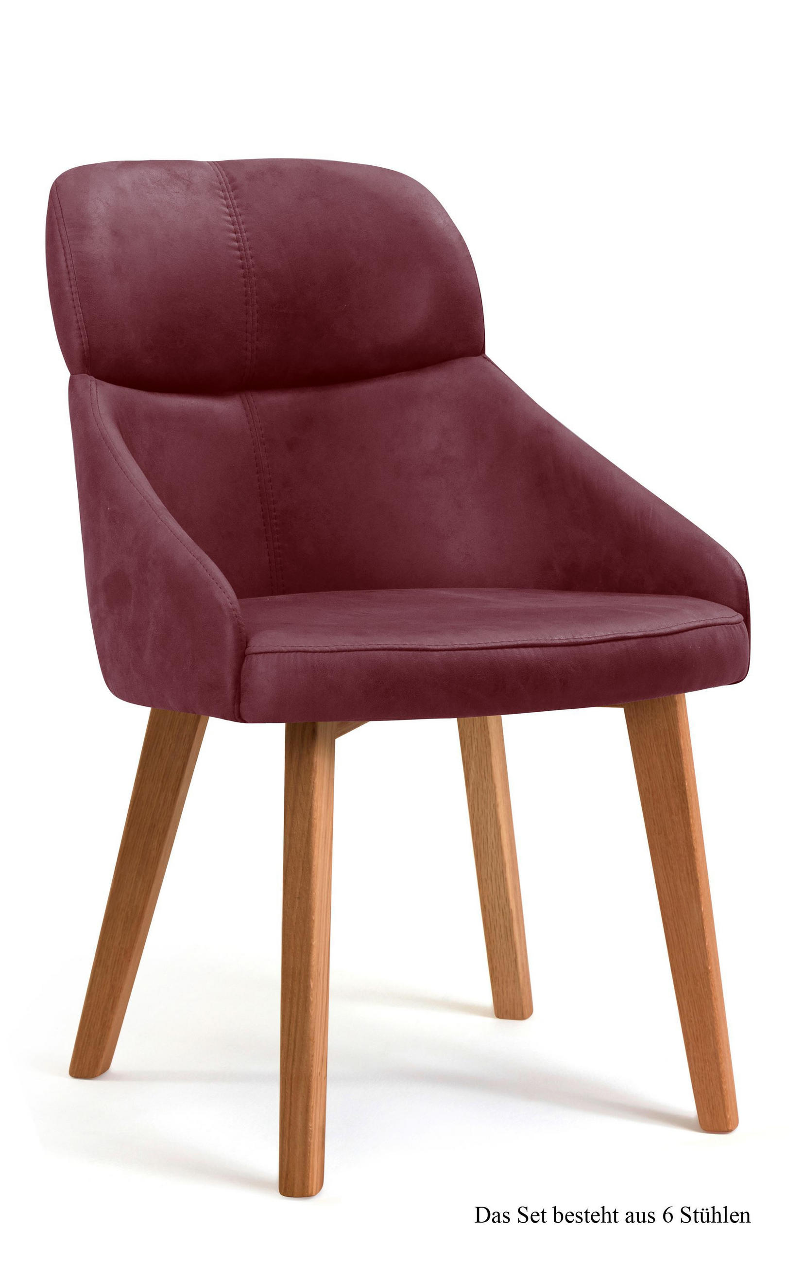 ESSZIMMERSTUHL (6er-Set) Dasya 52x82x63 Eiche geölt/Marsala - Eichefarben/Brombeere, Kunststoff (63/82/52cm) - 58aufmkessel