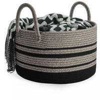 WÄSCHEKORB Baumwolle Seil Jute+Schwarz 40 cm - Multicolor, Naturmaterialien (40/25/40cm)