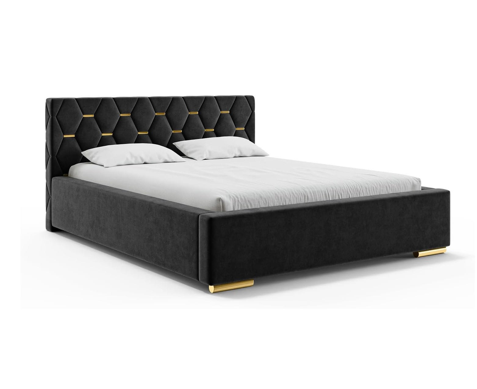 BETT VERSAL - Goldfarben/Schwarz, Holzwerkstoff (160/200cm) - Meblini