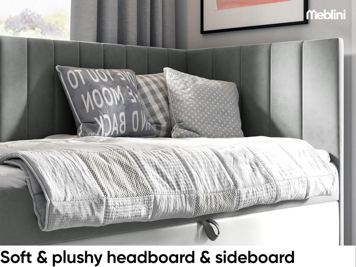 KINDERBETT MAYA 3 - Weiß/Grau, Holzwerkstoff (96/208cm) - Meblini