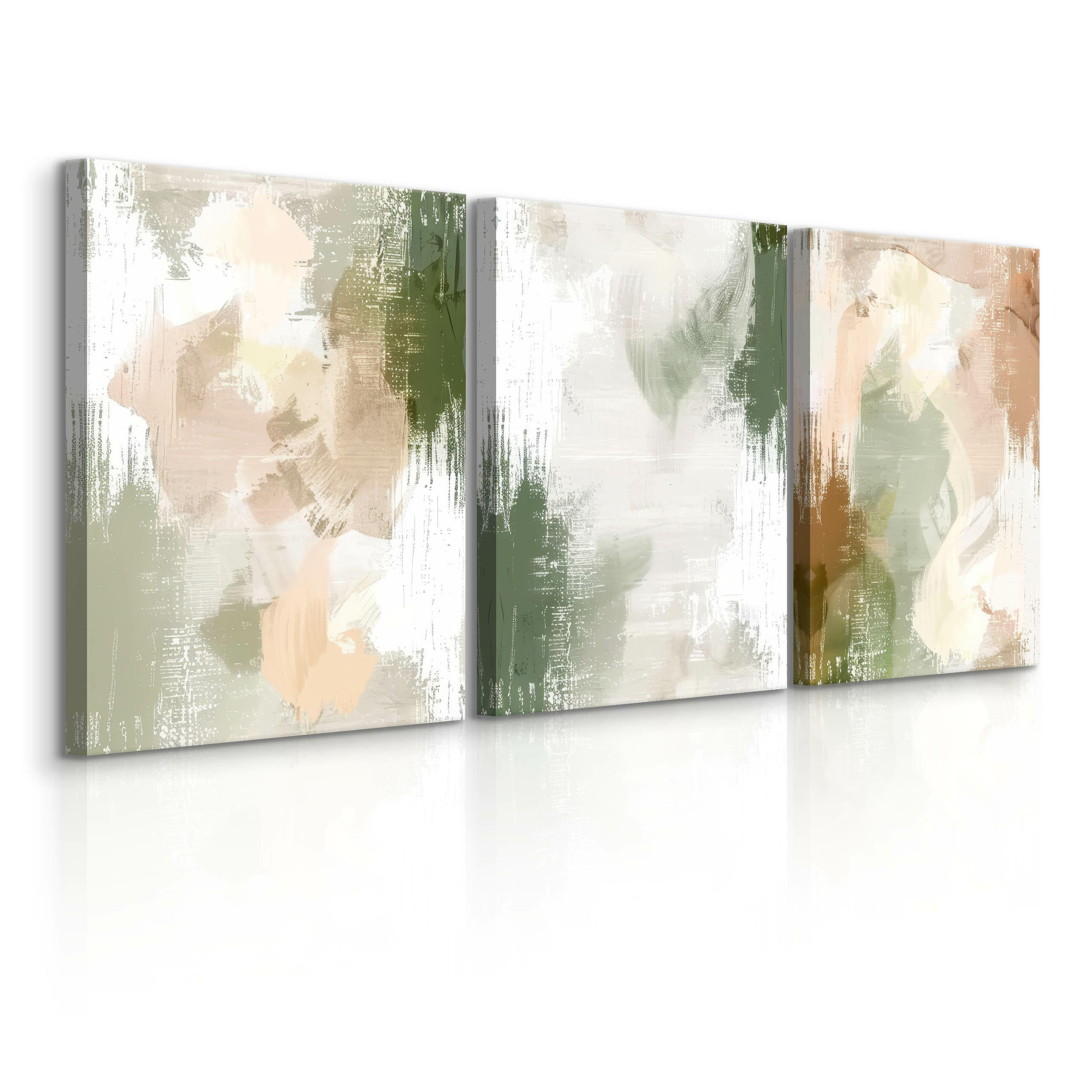 Muralo Leinwandbilder Grün, Weiß, Beige, Braun, Grau 90x40 cm