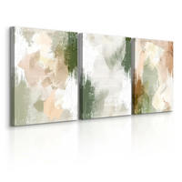 LEINWANDBILDER 3-es Set Abstrakt Malerei - Beige/Weiß, Textil (90/40cm) - Muralo