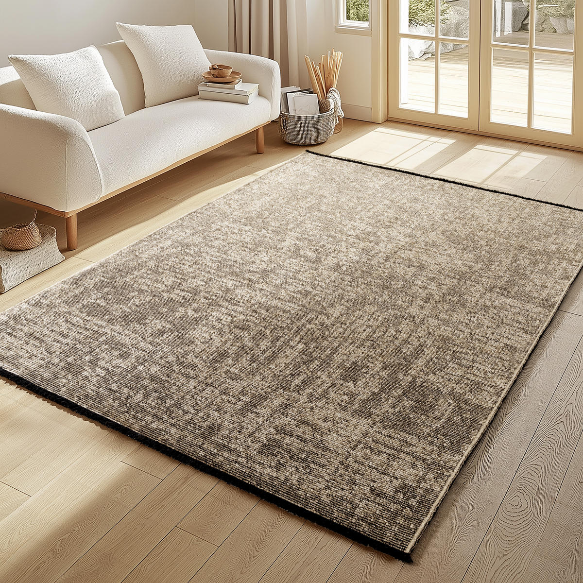 TEPPICH Kurzflor Unicolor Chenille Baumwolle Innen Beige Rechteckig 120x170 - Beige, Textil (120/170cm) - KADIMA DESIGN