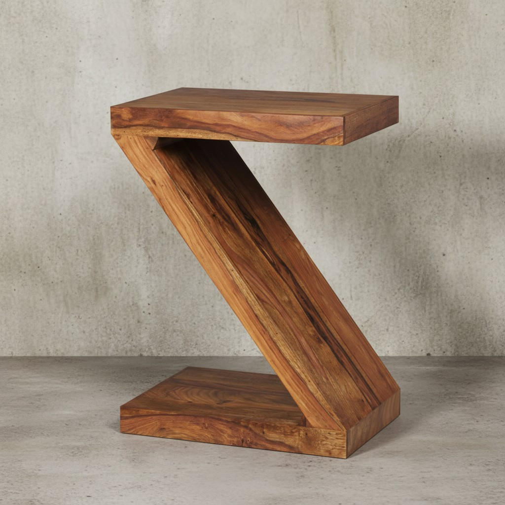 BEISTELLTISCH Massivholz Z-Form Handgefertigt, Braun 44x30x59 cm - Braun, Holz (30/44/59cm) - KADIMA DESIGN