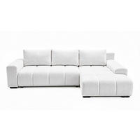 ECKSOFA Ovia mit Bettkasten und Schlaffunktion, Bouclé-Stoff in L-Form - Weiß, Textil (270/185cm)