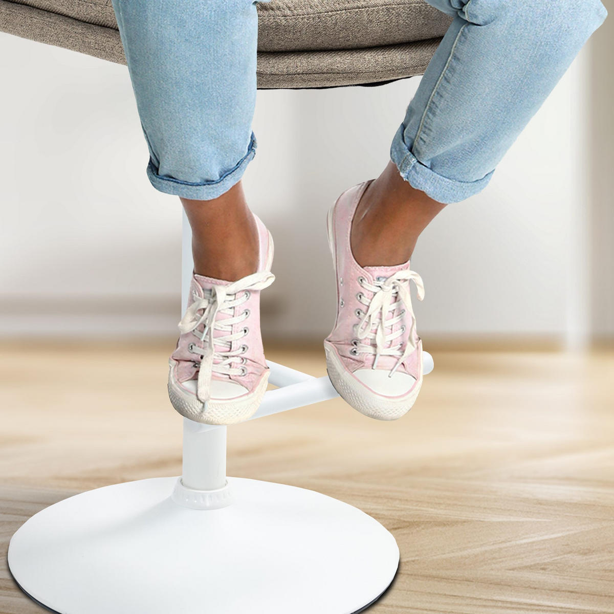 BARHOCKER TURIN Taupe Stoff Weiß - Taupe, Textil/Metall (42/94/56cm) - DELUKE