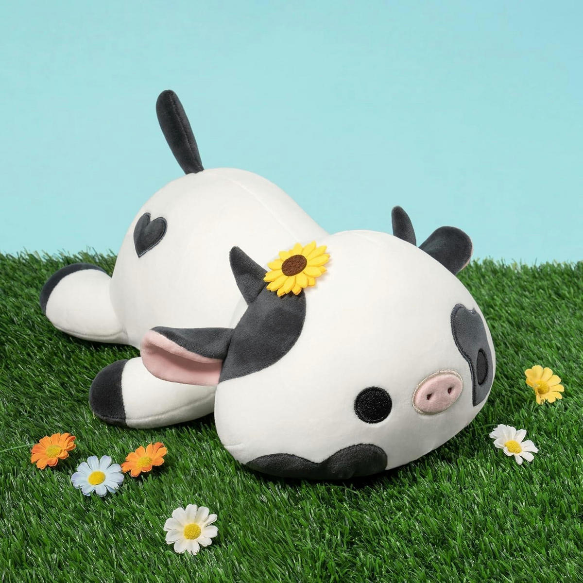 PLÜSCHTIER Kuh, Kawaii Milchkuh Kuscheltier als Kissen - Multicolor, Textil (20/30cm)