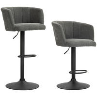2ER-SET Barhocker, Bistrohocker mit Fußstütze, Drehbar Barstuhl Höhenverstellbar - Dunkelgrau/Schwarz, Kunststoff/Textil (53/110/59cm) - HOMCOM