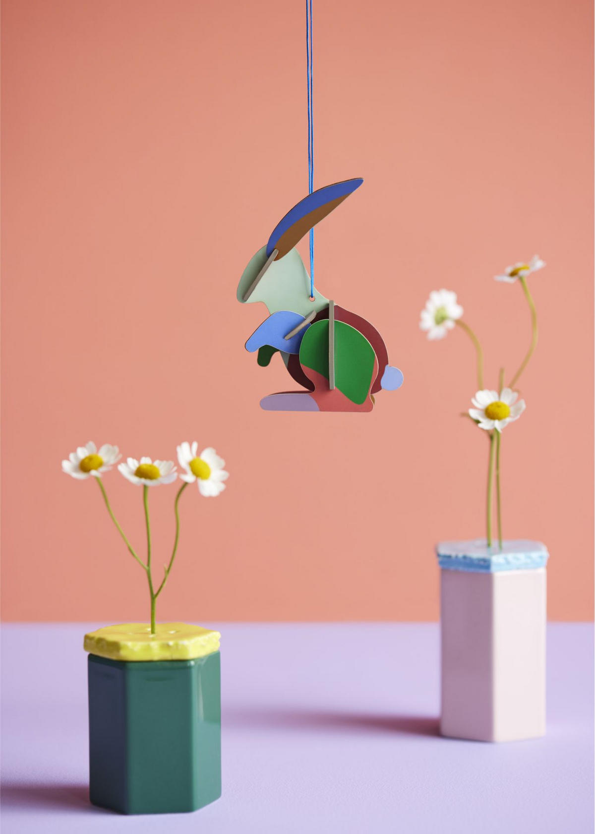 DEKOFIGUR Mobil Kaninchen 4/10.3 cm - Multicolor, Wellpappe (4/10.3/7cm) - KUNSTLOFT