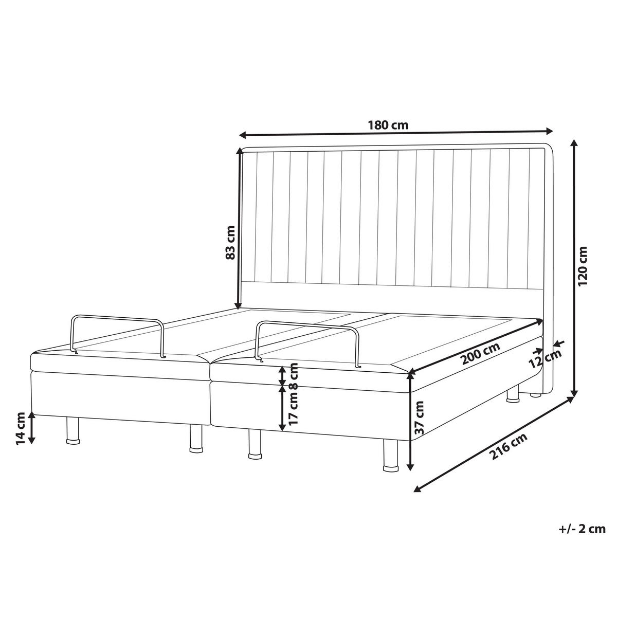 BETT 180/200 cm Cremeweiß Duke II - Schwarz/Weiß, Textil (180/200cm) - Beliani