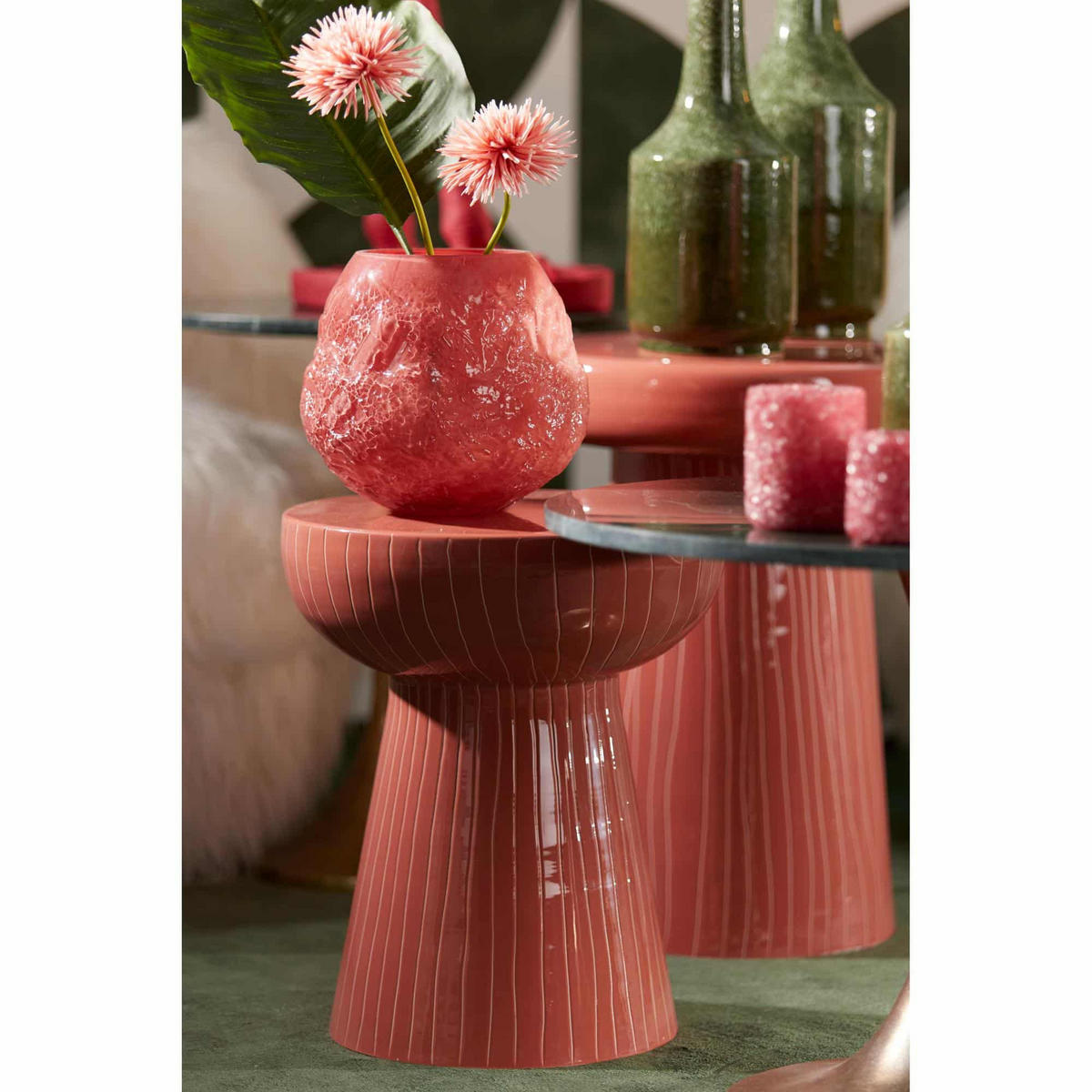 BEISTELLTISCH Nunoa Rot 35/35/41 cm - Rot, Metall (35/35/41cm) - Light & Living