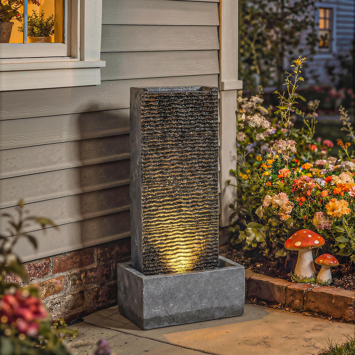 GARTENBRUNNEN Harz Grau - Grau, Kunststoff (37.5/22/80cm) - Outsunny