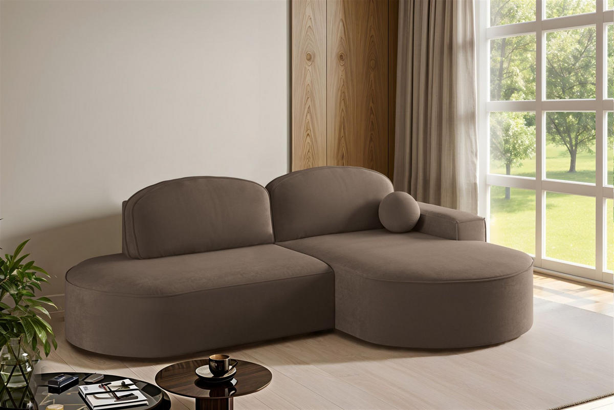 ECKSOFA Girona Mit Schlaffunktion - Braun, Holzwerkstoff/Textil (278/179cm) - Fun Möbel
