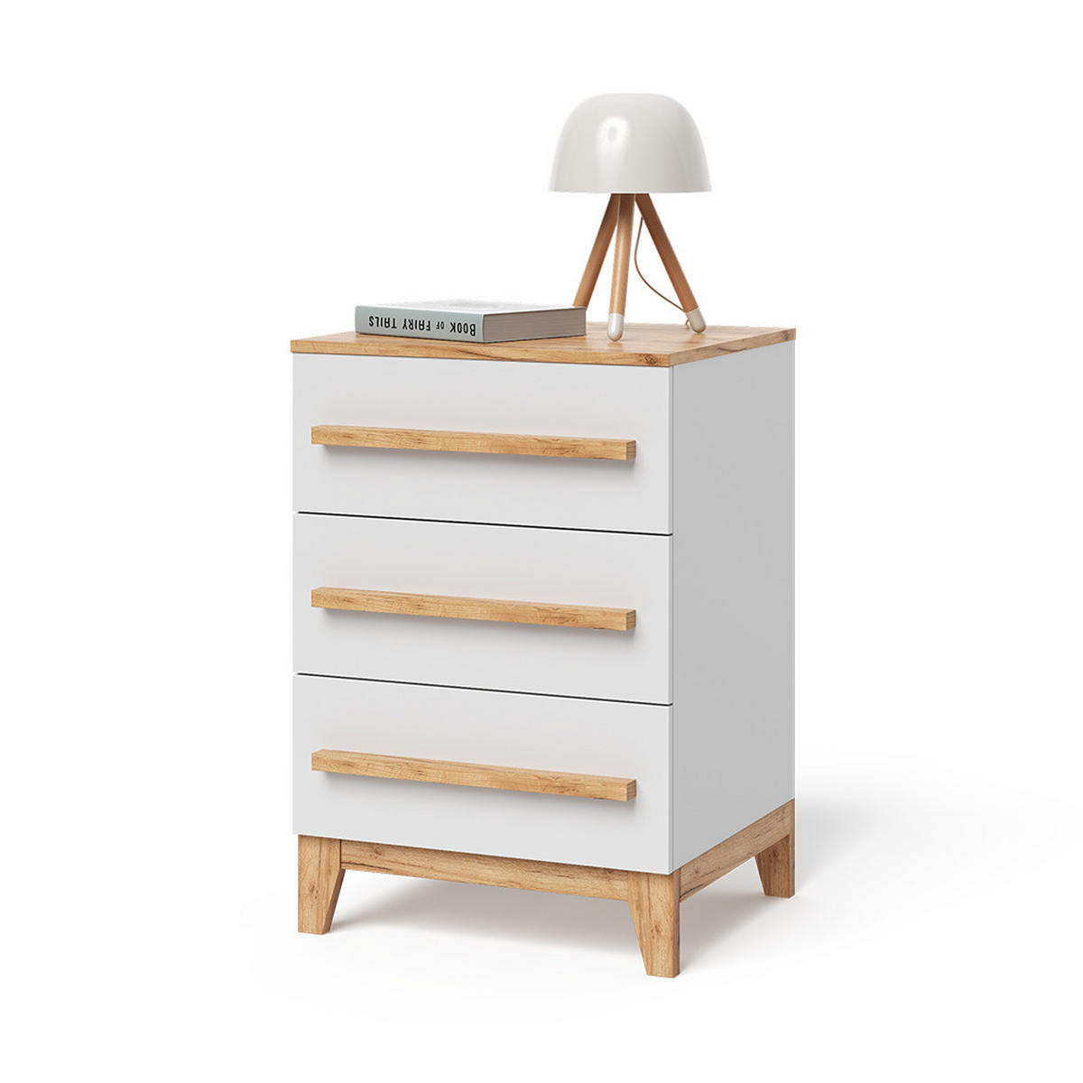 KOMMODE Malia Weiß/Artisan 60 x 88 cm mit 3 Schubladen - Weiß, Holzwerkstoff (60/88/53.4cm) - VitaliSpa