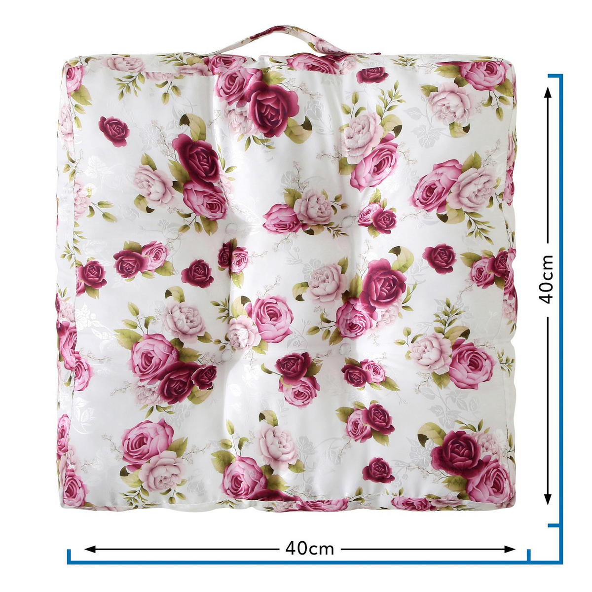 SITZKISSEN 2er Set Rosen 40/40 cm Ausführung Bodenkissen extra dick - Pink, Textil (40/40/8cm) - wometo