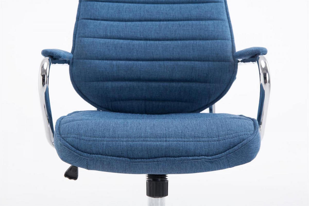CHEFSESSEL Stoff blau - Chromfarben/Blau, Textil/Metall (60/117/67cm) - CLP