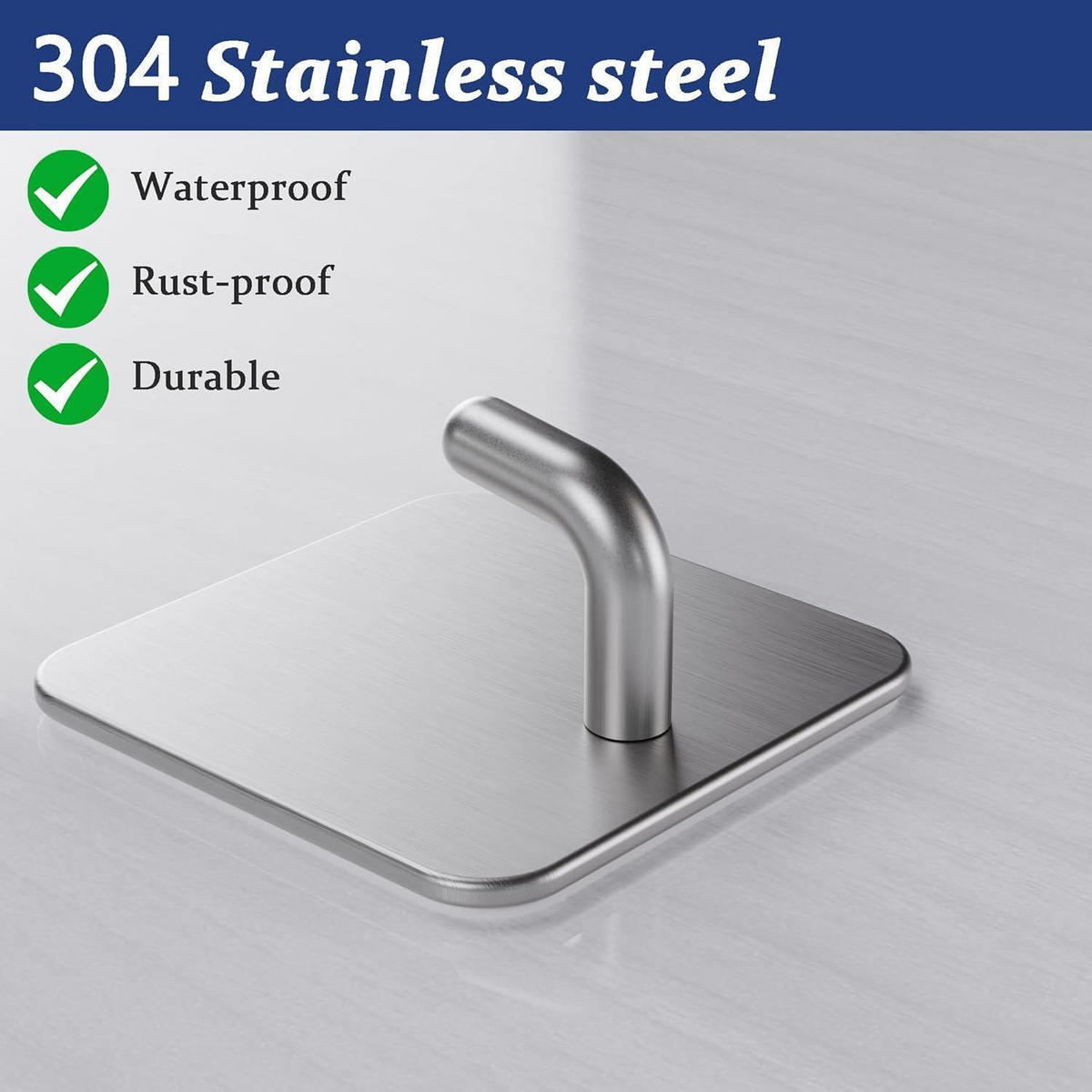 KLEBEHAKEN 6-teiliges Set Edelstahl Silber - Silberfarben, Metall (4.5/2.3/4.5cm)