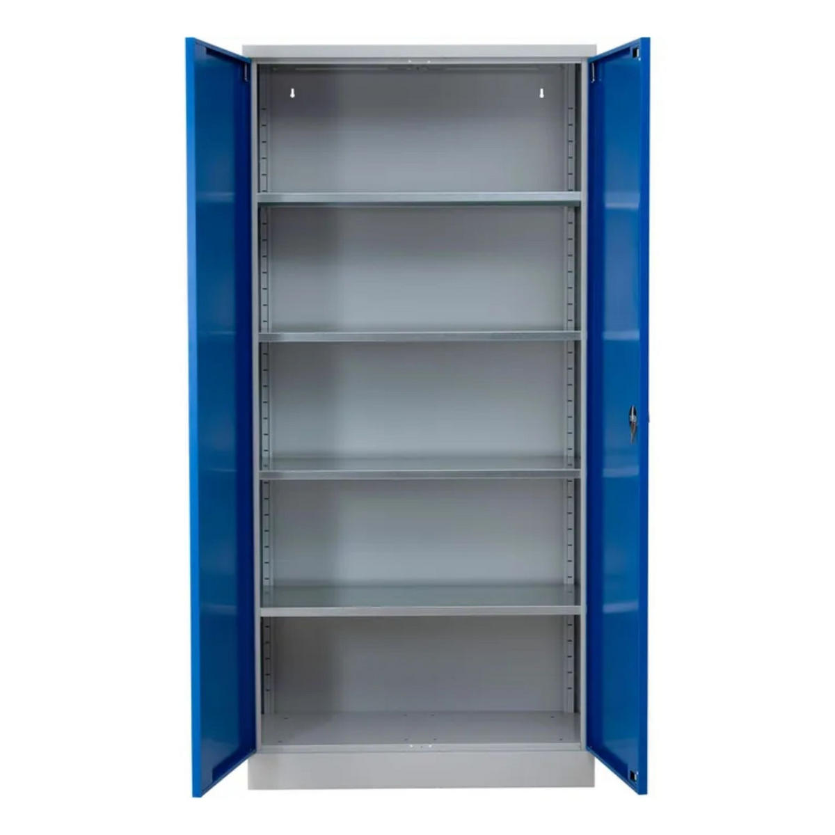 STAHLSCHRANK Bee mit 5 lackierten Fachböden 195x92x42 cm Korpusfarbe Lichtgrau Frontfarbe Enzianblau - Blau, Metall (92/195/42cm)
