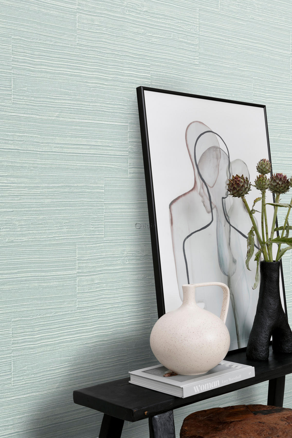 TAPETE Steinoptik 53 cm x 10.05 m - Grün, Papier (53/1000cm) - Origin Wallcoverings
