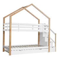 HAUSEBETT 90/200 cm mit Schiebebett in Natur und Weiß - Naturfarben, Holz (90/200cm) - KOMHTOM