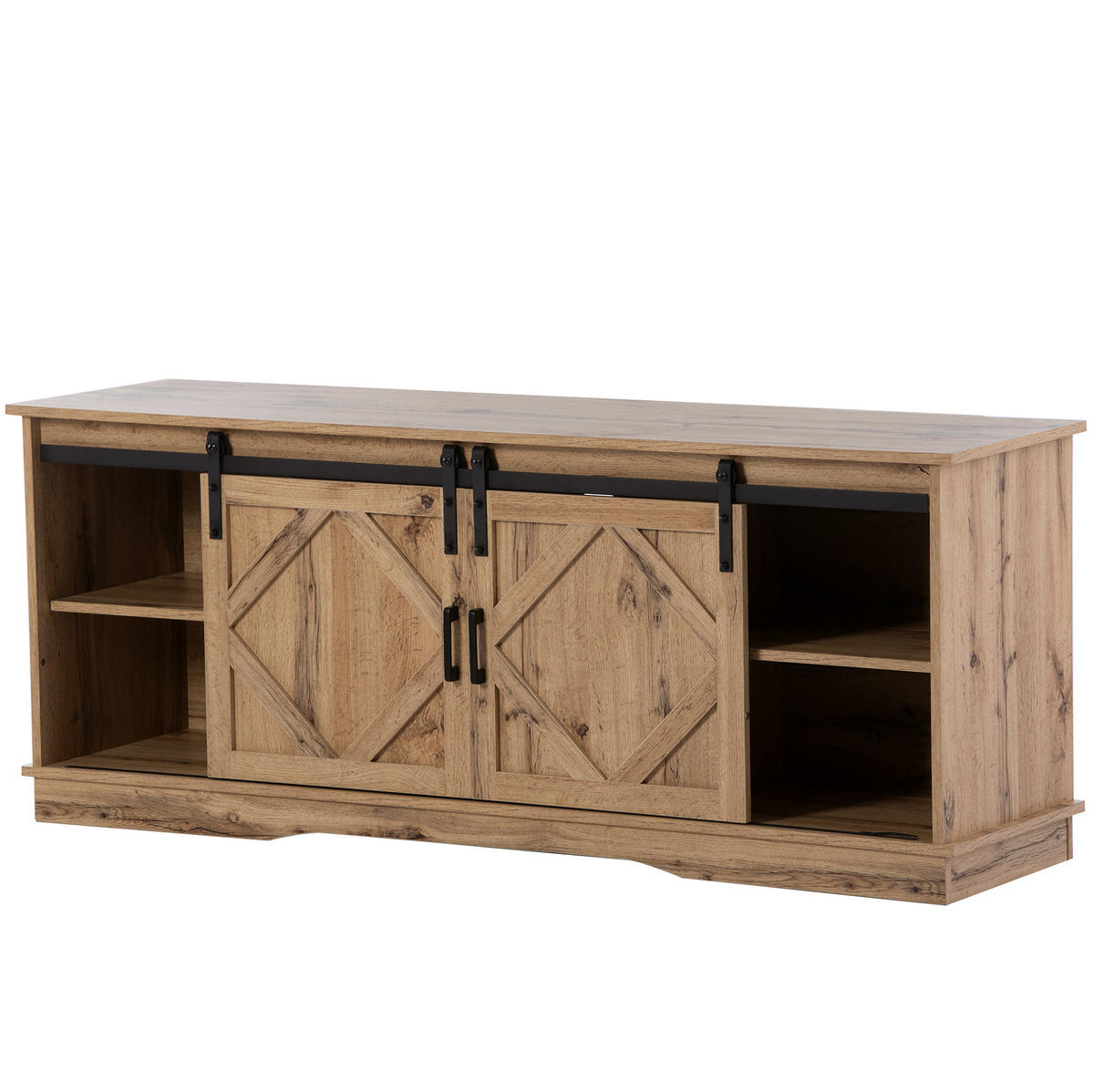 TV-LOWBOARD aus Spanplatte 150x40x60 cm Braun mit Schiebetüren und verstellbaren Regalen - Braun, Holzwerkstoff (150/60/40cm) - IVMEU
