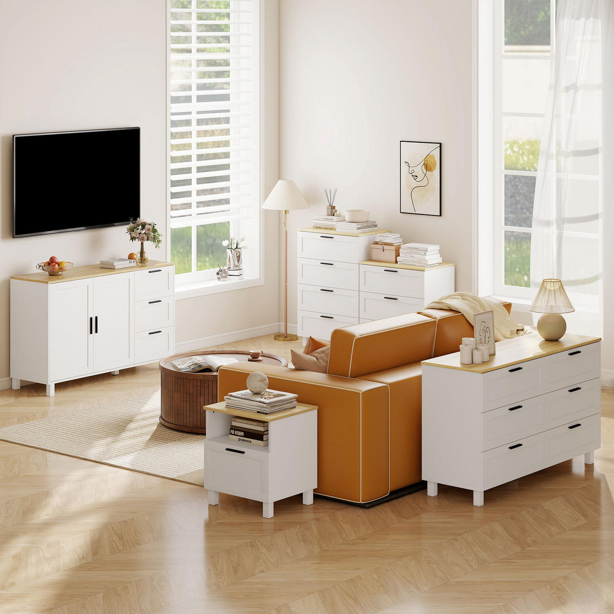 SIDEBOARD DE-11226 2 Soft-Close Türen Weiß - Weiß, Holzwerkstoff (120/76/38cm) - ComfortXL