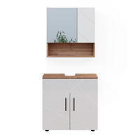 BADMÖBEL-SET Irma Weiß Hochglanz/Goldkraft Eiche 2 Teile Unterschrank 60 cm - Weiß Hochglanz/Eiche Wotan, Holzwerkstoff (80/58.6/41cm) - Vicco