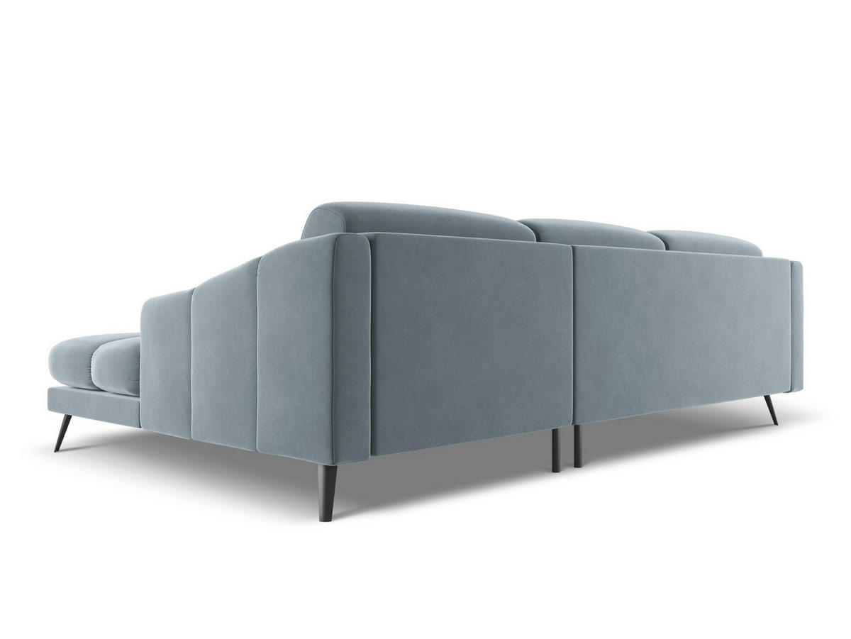 ECKSOFA Rechts Samt Stoff Blau - Blau/Schwarz, Textil/Metall (264/160cm) - Makamii