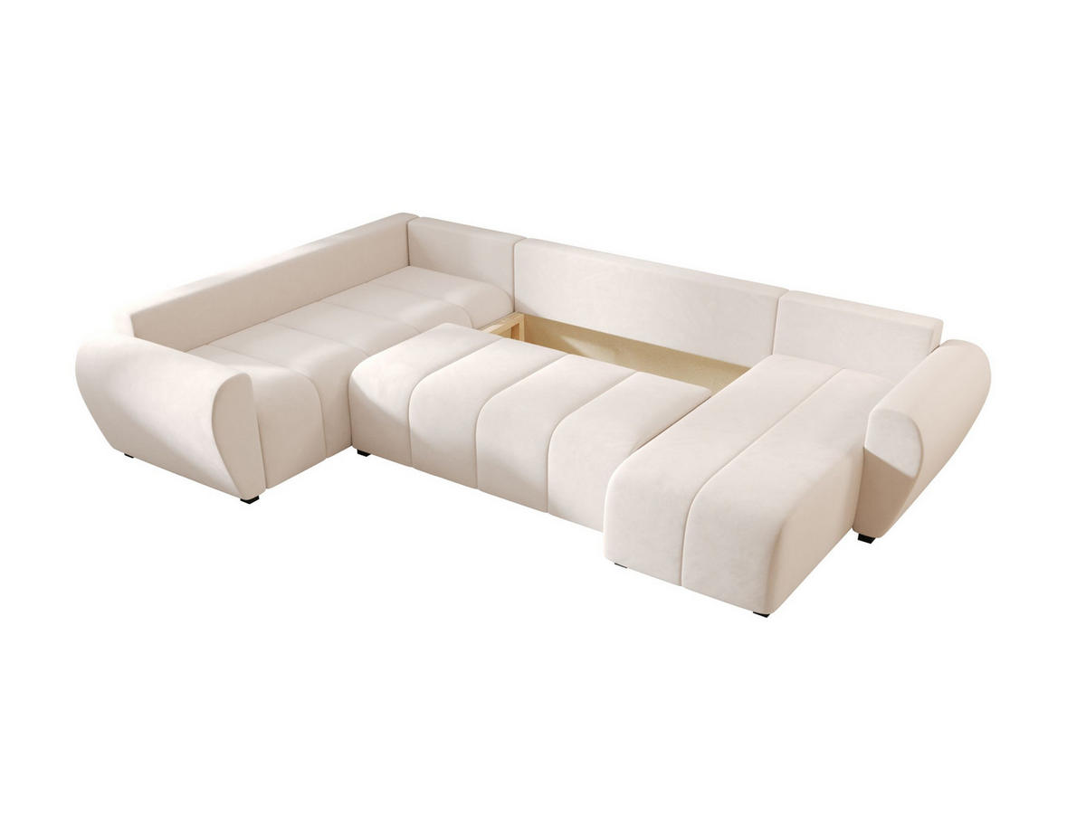 WOHNLANDSCHAFT MOLISA U PLUS Itaka 16 Rechts mit Schlaffunktion - Beige, Textil (303/82/208cm) - Bedante